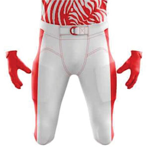 Uniforme de football américain rouge blanc de haute qualité pour hommes pantalon en jersey d'équipe personnalisé matériel respirant sergé court devant - Product Image 4