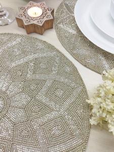 High Quality Seed Bead <b>Placemat</b> Luxury <b>Beaded</b> <b>Placemat</b> for Wedding Party and Home Decoration Europe Style - Product Image 3