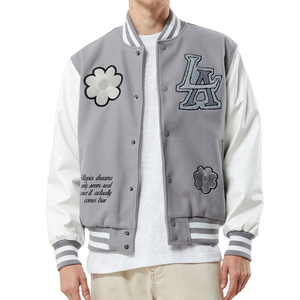 Men's <b>Vintage</b> Leather <b>Varsity</b> <b>Jacket</b> with Wool Chenille Embroidery Stand Collar Custom Logo Baseball Letterman Design for Winter - Product Image 2