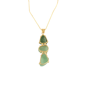 Collier pendentif en quartz vert fraise naturel brut de haute qualité, serti à griffes, plaqué or 18 carats, bijoux en gros - Product Image 2