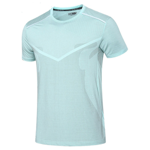2023 chemises de sport de haute qualité pour hommes 88% polyester 12% élasthanne tricoté vêtements de fitness - Product Image 5