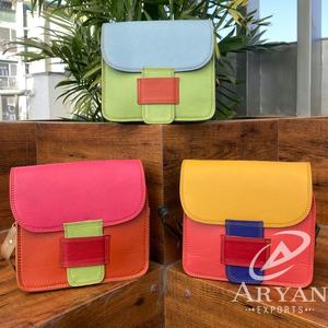 Bolso cruzado diario de cuero reciclado para mujer, bolso de hombro con solapa de cuero colorido de diseñador de lujo de alta calidad - Product Image 1