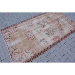 Classic Beige Brown 3.6 X 7ft Wool <b>Rug</b> Vintage Turkish Design Patchwork Pattern Latex for Living Teen's Bedroom <b>Bedside</b> <b>Rug</b> - Product Image 2