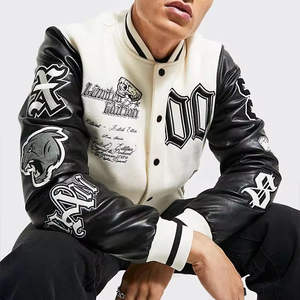 Fabricants pour Vêtements Personnalisés Logo Hip Hop Écusson Applique Broderie Vestes en Cuir Blouson Bomber en Velours Chenille pour Hommes - Product Image 6