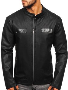 Veste en cuir PU pour homme en gros, fermeture éclair, printemps automne, col montant, mode, taille personnalisée, teinture unie - Product Image 3