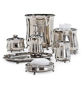 American Design Shiny Mirror Polished Bathroom <b>Set</b> OF 8 With Brushholder <b>Soap</b> dispenser Bathroom Accessories tissue Holder Trays - Product Image 5