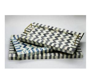 ถาดเสิร์ฟลายดอกไม้ งานฝังกระดูกคุณภาพพิเศษ ดีไซน์ทันสมัยสำหรับตกแต่งบ้าน ถาดเสิร์ฟและจานรองอาหารสำหรับใช้ในชีวิตประจำวัน - Product Image 3