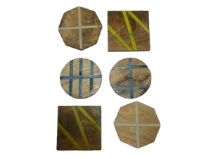 Sous-verres en bois de style élégant avec des rayures en résine, articles de cuisine, vaisselle, style moderne, tapis et coussinets au prix de gros d'usine - Product Image 6
