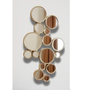 Espejo de Pared Moderno de Estilo Lujoso, Acabado Dorado, Forma Redondeada, Marco Reflector, Decoración para Hoteles y Restaurantes, Gran Venta - Product Image 5