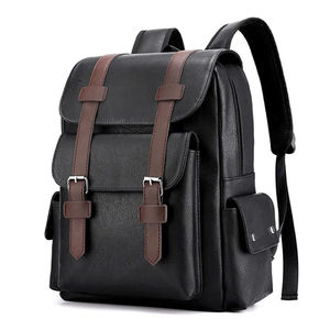 Latest Style New Quality Korean Version Of Large Capacity <b>Backpack</b> Soft PU <b>Leather</b> Waterproof Wearable <b>Men</b> Laptop <b>Backpack</b> Bag - Product Image 1