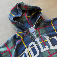 Sweat à capuche à carreaux pour homme, personnalisé avec logo OEM, de haute qualité, imprimé, surdimensionné, avec poche latérale, en coton, style vintage, décontracté, streetwear