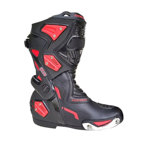 Bottes de moto en cuir noir personnalisées pour hommes, avec embout en acier, couleur unie, pour l'été/l'hiver, idéales pour la course sur route, pour adultes - Product Image 4