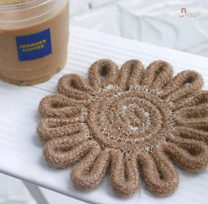 Nouveau design napperon fait main bohême rond tissé naturel jute sous-verre tapis de tasse - Product Image 2