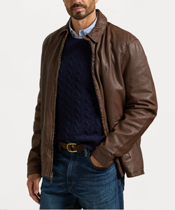 Chaqueta de cuero de napa de oveja auténtica 2024 para hombre, chaqueta cómoda a prueba de viento - Product Image 1