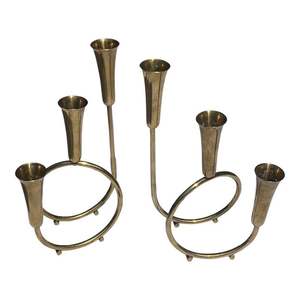 Bougie Piliers Assemblé Putely Laiton Grand Bougeoir Décor À La Maison Table Top Noël Utilisé - Product Image 3