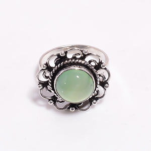 Bague fine de style classique en argent sterling 925 avec pierre précieuse Prehnite pour fiançailles de mariage et cadeau de fêtes d'anniversaire - Product Image 2
