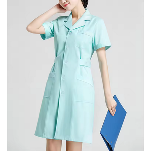 Blouse de laboratoire de base personnalisable pour femmes, longueur régulière, manches courtes blanches pour les hôpitaux comme uniformes - Product Image 2