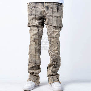 Venta al por mayor Pantalones de hombre hechos a medida Pantalones apilados lavados para hombres Pantalones de hombre de diseño único Pantalones apilados lavados - Product Image 1