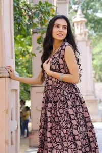 Stylish Women Sleeveless Cotton Dress Floral <b>Print</b> New Trendy Summer Wear Boho Style Perfect for Casual Bridal Occasion - Product Image 3