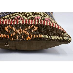 Coussin en laine multicolore Kilim 12x20 pouces Patchwork Woven Vintage Pattern Luxury Style Leaves Design for Sofa Coussin décoratif - Product Image 5