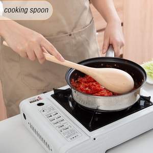 Ensemble de cuillères de cuisine en bois, cuillère à mélanger en bois d'érable de 14 pouces, mélange de salade, louche à remuer pour sauce soupe, cuillère antiadhésive de cuisine (2) - Product Image 3