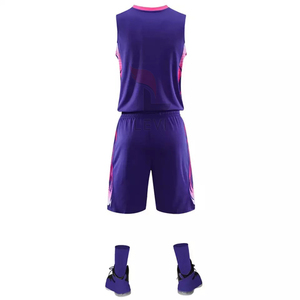 Uniforme de basket-ball d'été personnalisé pour hommes, nouveau maillot sans manches respirant 100% polyester avec nom d'équipe personnalisé et short - Product Image 6