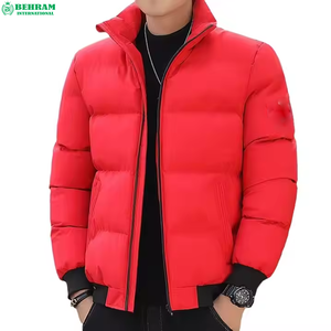 <b>White</b> Men's <b>Puffer</b> <b>Jacket</b> Stand Collar Zipper Closure Polyester Wadding Windproof Casual Winter Coat Front Embroidery High - Product Image 3