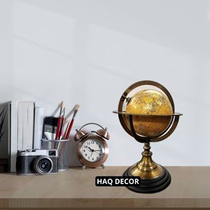 Nautical Handmade Brass Armillary Sphere Globe 10.7" Tall Antique World Map with Orange Color, <b>Rotating</b> <b>Desk</b> for Home & Office - Product Image 6