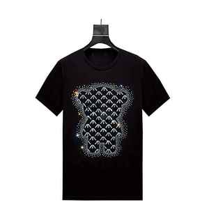 T-shirt pour homme à manches courtes en diamant, style streetwear, strass, haute qualité, séchage rapide, vente en gros de t-shirts en strass - Product Image 1