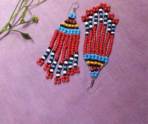 Pink <b>Color</b> floral <b>bead</b> earring Lemon yellow Custom Multi-Beaded Earrings Women Festive Party Jewelry Best Price Beaded Earrings - Product Image 3