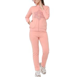 ชุดวอร์มผู้หญิง-ผ้าฝ้าย 100% ระบายอากาศได้ดี เป็นมิตรกับสิ่งแวดล้อม มีเชือกผูก ปรับแต่งโลโก้ได้ พิมพ์ลาย ชุดออกกำลังกายสองชิ้นสำหรับผู้หญิง ฤดูหนาว 2026 - Product Image 4