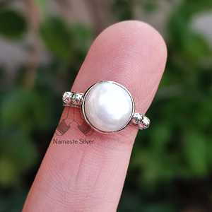 Handmade 925 Sterling <b>Silver</b> Freshwater Pearl <b>Statement</b> Women's <b>Ring</b> for Birthday Anniversary Christmas Valentine's Day Gift - Product Image 3