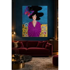 Impression sur toile Fida d'une femme en robe violette avec un papillon dans les cheveux - Product Image 5