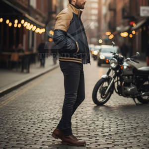 Veste en cuir pour homme, couleur unie, légère, en cuir souple, veste tendance pour homme, veste en cuir décontractée à couleur unie - Product Image 4