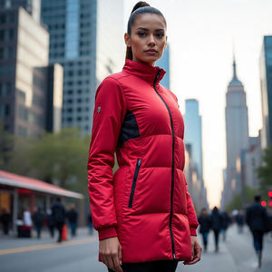 Manteau bouffant à bulles surdimensionné pour femmes de haute qualité veste d'hiver à col montant matelassé avec caractéristique tricotée respirante coupe-vent - Product Image 5