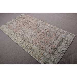 พรมตุรกีขนาด 3.6x6.7 ฟุต สีชมพูลายทาง วินเทจ ทำจากขนสัตว์ - Product Image 4