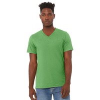 T-shirt Bella Canvas unisexe en coton/polyester à manches courtes, col en V suédé, uni, écologique