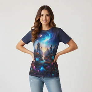 Women's Sweet Style Regular Fit Digital Printed Polyester Short Sleeve <b>T</b>-<b>Shirts</b> <b>Rainbow</b> Print Eco-Friendly Breathable Fabric - Product Image 4