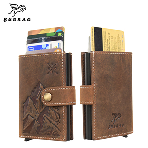 Porte-cartes en cuir véritable avec gaufrage et porte-cartes à tirette - Product Image 4