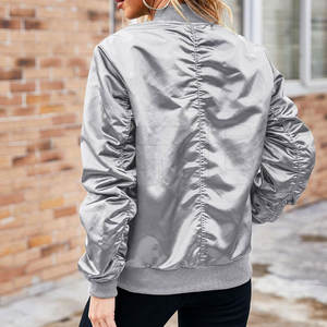 Blouson aviateur pour femme, logo personnalisé, OEM, tendance, coupe-vent léger, fermeture éclair, vêtement décontracté, fabricant en gros - Product Image 5