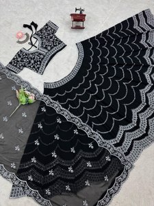 Vente chaude Élégant Designer Indien Lehenga Choli Dupatta Georgette Dames D'été De Noce Porter Bollywood Inspiré Long - Product Image 6