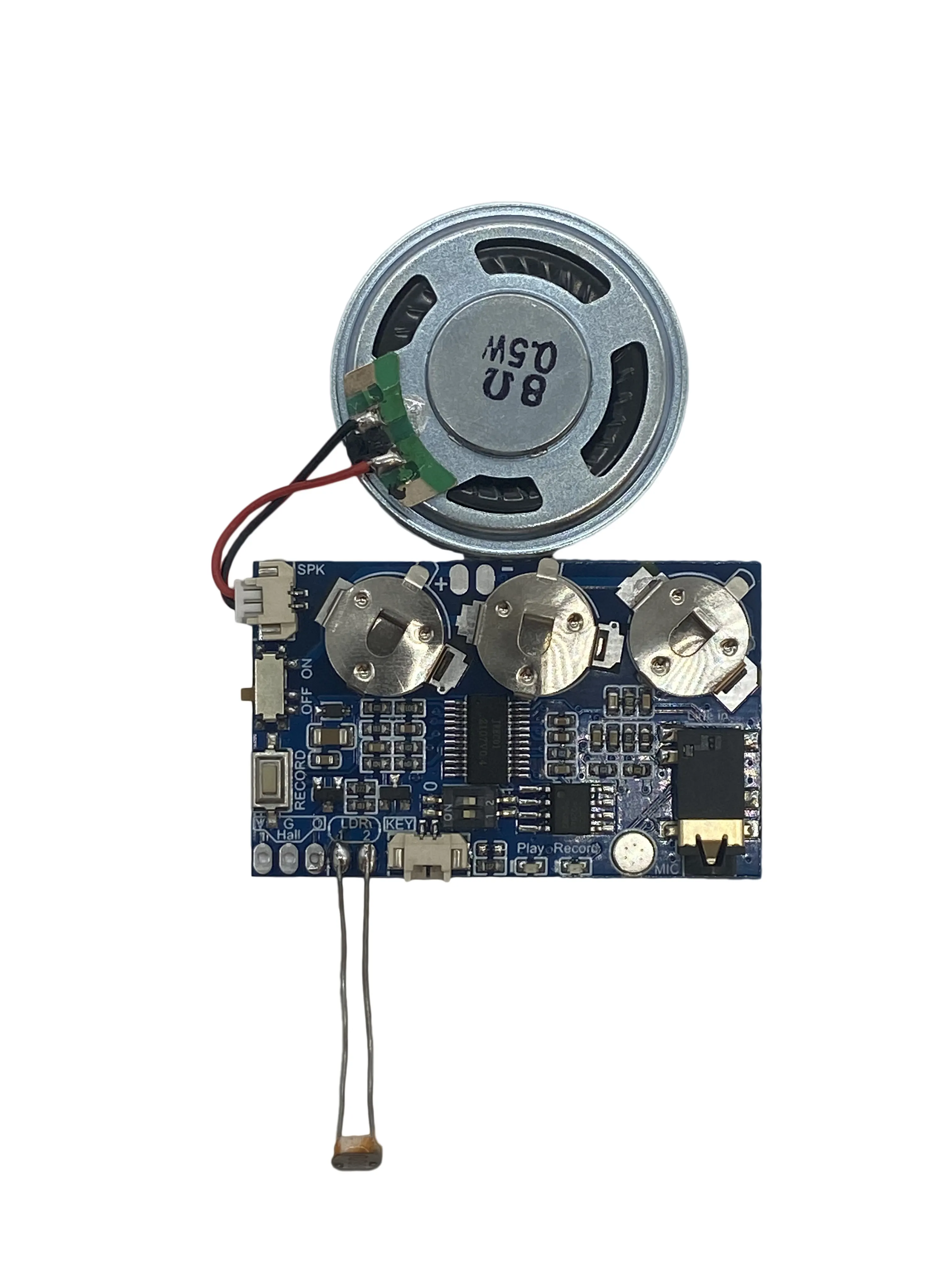 Componentes acústicos do módulo de som do gravador de voz ativado com sensor de luz para cartões de aniversário e Natal DIY