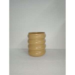 Vase en métal géométrique abstrait de luxe, vase à bourgeons en fer conique avec poignées en forme de cerceau, or sable mat, récipient floral pour vases de bureau - Product Image 2