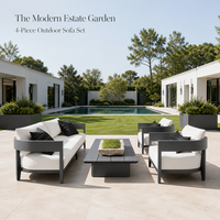 Modernes Aluminium-Outdoor-Sofa-Set 4-teilig Doppelsofa 2 Sessel mit Couchtisch für Garten, Terrasse, Gastronomie & Hotelnutzung