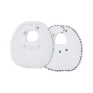 Juego de Baberos (2 Unidades) 100% Algodón Gris y Blanco Rango de Edad 0-12 Meses - Product Image 1