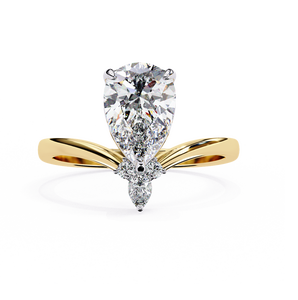 Anillo de Plata de Ley 925 con Moissanita, Corte Pera, Diseño Ondulado, Chapado en Oro Rosa, Anillo de Compromiso con Cuatro Garras, Anillo de Diamantes para Ella - Product Image 1