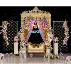 งานปาร์ตี้ธีมบอลลีวูดตกแต่งเวทีการต้อนรับแบบรอยัลเวทีกลางคืนพร้อมผนังเทียนการตกแต่งเวทีงานแต่งงานแบบเอเชียที่งดงาม - Product Image 1