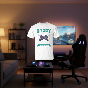 <b>Daddy</b> Gamer T-Shirt All The Time Gaming Dad <b>Gift</b> White Size M - Product Image 3