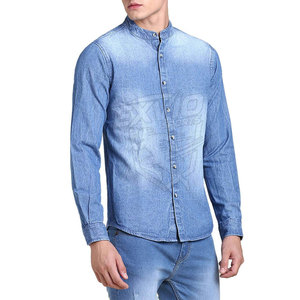 Slim Fit Casual Wear <b>Men</b> <b>Jeans</b> <b>Shirts</b> Customized Logo Private Label <b>Men</b> <b>Jean</b> <b>Shirt</b> <b>For</b> Online Sale - Product Image 3