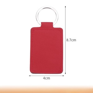 Porte-clés avec logo personnalisé en cuir Pu rectangulaire graver au laser blanc sac multifonctionnel porte-clés de voiture porte-clés personnalisés - Product Image 4
